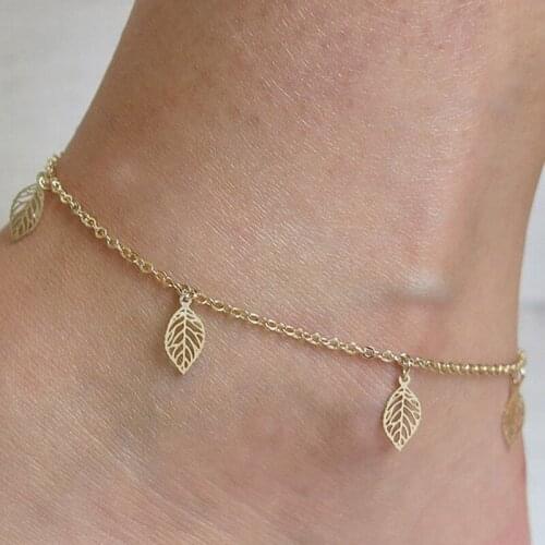 European and American fashion accessories leisure elegant fashion glamour high-end metal leaf romantic female foot chain