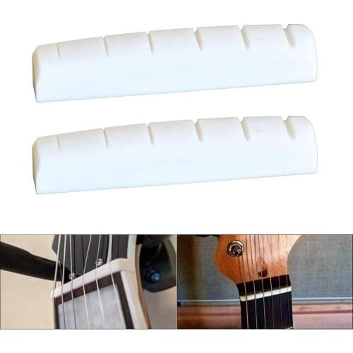 Dragonpad 2Pcs/set Guitar Nuts Saddle Bovine Bone 43x6x8.5mm Flat Bottom Upper Nut for LP Electric Guitars Instrument Parts