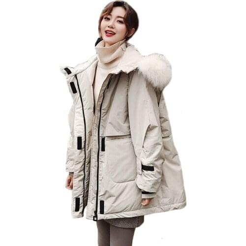 Thick Cotton Long Winter Coat Real Fur Hood Fashion New Women Puffer Female Warm Feather Jacket Parka Winter Coats Outerwear