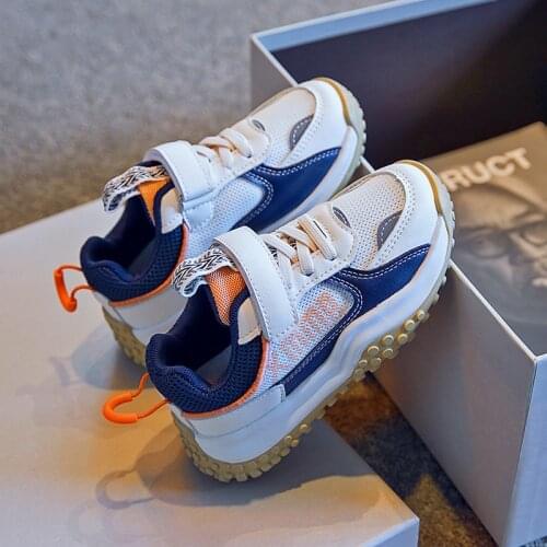 2021 New Children Shoes Girls Boys Casual Shoes Autumn Fashion Colorblock Breathable Soft Leather Non-slip Sneakers For Kids