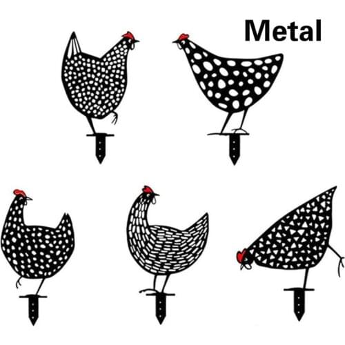 Yard Metal Lawn Stakes Chicken Hen Statue Rooster Animal Backyard Art Outdoor Garden Decor Gift Ornaments Creative Easter Art