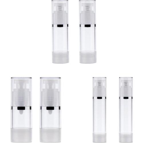 2Pcs Refillable Cosmetic Cream Lotions Pump Airless Bottle Tube Containers for Travel