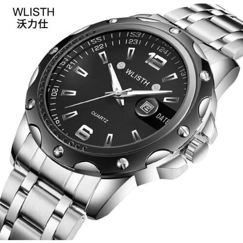 2021 Hot WLISTH Steel Band Mens Watch Waterproof Luminous Watch Calendar Business Quartz Watch Luxury Watches Reloj Mujer