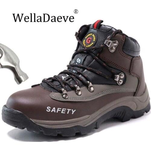 Men Steel Toe Cap Safety Boots Construction Outdoor High Top Zipper Ankle Boots Anti-smashing Puncture Proof Work Shoes For Men