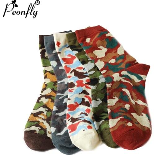 PEONFLY 2017 Camouflage Socks Fashion Mens Casual Socks Cotton Male Brand Colorful Mans Socks High Quality 10pcs=5pairs/lot
