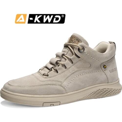 New Fashion Split Leather Trainers Men Casual Shoes High Top Man Shoose Breathable Sneakers Man luxury brand Herenschoenen Leder