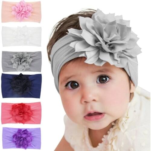 Nishine Boutique New Girls Lotus Flower Headbands Kids Elastic Nylon Wide Hair Band Christmas Hair Accessories Photo Props