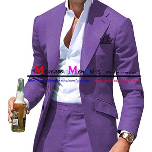 2021 New Design Purple Men Suit Tailcoat Wedding Suits For Me Groomsmen Slim Fit Groom Tuxedos Men Suit Set (Jacket+Vest+Pants)