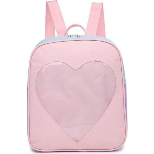 New Style Transparent Love Heart Shape Backpacks Harajuku School Backpack Girl Fashion Candy Color Ita Bag Hand Travel Bag IB030