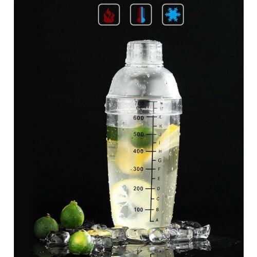 Plastic Cocktail Shaker With Scale Cocktail Wine Drink Tools 300ml/500ml/700ml Mixer Cup Bar Barware Bartender Cocktailshaker