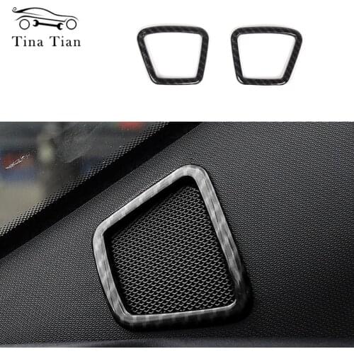 Fit for Ford F150 2015-2020 ABS Carbon fiber color Interior Auto Door A Pillar Speaker Decoration Cover Trim Ring Stickers