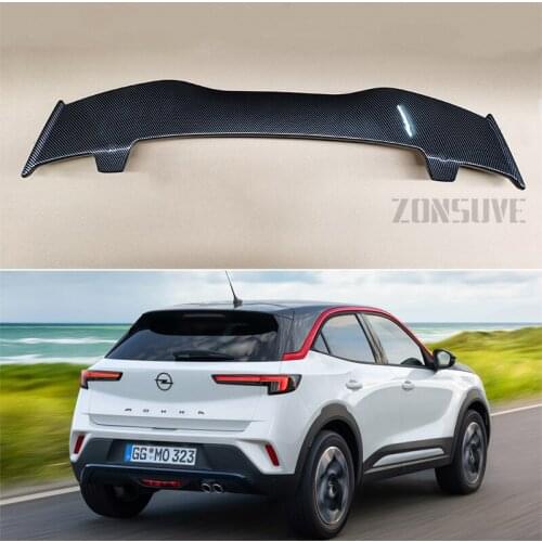 Use For Opel Mokka 2020 Spoiler ABS Plastic Carbon Fiber Look Hatchback Roof Rear Wing Body Kit Accessories