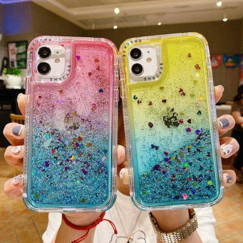 Luxury Gradient Shiny Armor Dynamic Quicksand Cases For iPhone 12 11 Pro Max XS Max XR X 8 7 Plus SE Shockproof Soft Back Cover