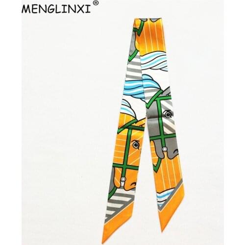 2020 New Design Horse Brand Silk Scarf Women Hair Scarf Fashion Neckerchief Skinny Scarves For Ladies Bag Ribbons Womens Tie