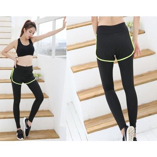Tianlanzhong Womens 2 in 1 Seamless High Waisted Yogi Leggings Stretch Gymnastic Workout Running Leggings