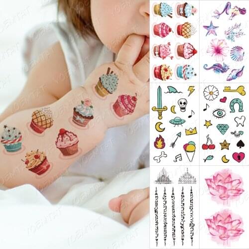 Waterproof Temporary Tattoo Lasting Sticker Cake Princes Shell Small Animal Balloon Rose Child Tatto Gift Flash Fake Tatoo Woman
