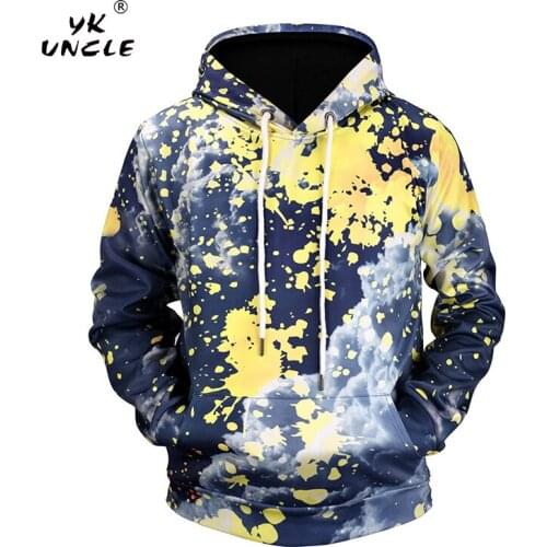 YK UNCLE Brand 2017 New brand Hoodie Streetwear Hip Hop Multicolor Graffiti Hooded Hoody Mens Hoodies and Sweatshirts Size M-3XL