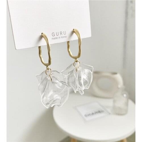 Irregular Transparent Petals Dangle Earrings for Women