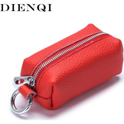 Women Genuine Cow Leather Key Chain Car Wallets Fashion Housekeeper Holders Box Men Keychain Zipper Key Organizer Case Pouch