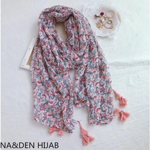 NEW Women flower print cotton fringe scarf luxury Muslim scarves hijab lady wraps fashion bandana shawl 10pcs/lot fast shipping
