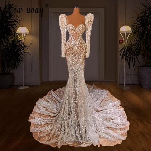 Mermaid Beaded Wedding Dress Sweetheart Neck Illusion Court Train Princess Vestido De Novia Bridal Gown Formal Prom Gowns