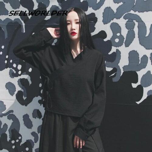 Woman Japanese Kimono Top Autumn Winter base yukata Improved Belt Blouse