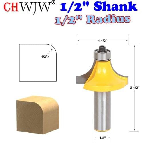 1pc 1/2" Shank High Quality Round Over Edging Router Bit - 1/2" Radius Wood Cutting Tool woodworking router bits - Chwjw