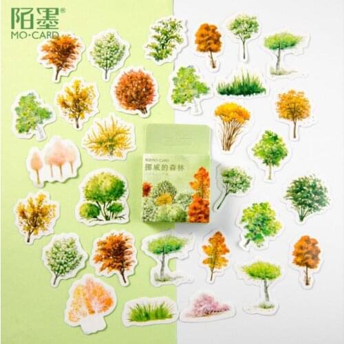 46pcs Forest Seal Boxed Stickers DIY Scrapbook Paper Diary Plan Album Album Vintage Seal Decoration Shaped Sealing Stickers