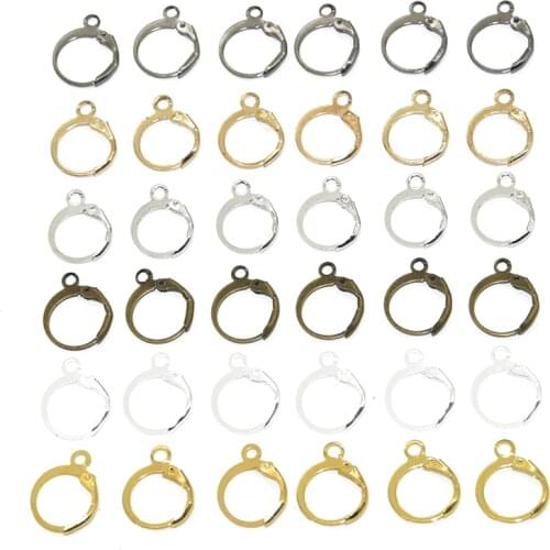 50pcs 15*12mm Metal French Earring Hook Clip On Earwire With Loop Clasp Earring Base For Jewelry Making DIY Accessories Supplies