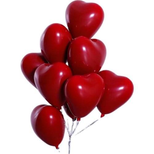 50pcs Ruby Red Latex Balloons Love Heart Inflatable Air Helium Balloon Valentines Day Marriage Wedding Party Decor