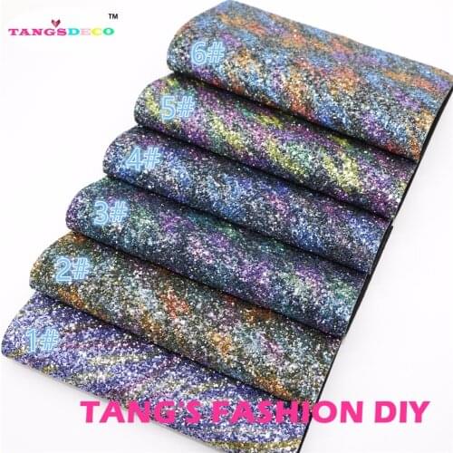 6pcs--20X22CM DIY Hair Bow Material Top-lLevel Mix Color Chunky Glitter Synthetic Faux PU Leather