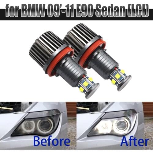 6000K White 120W 6 LED 3000LM Car Angel Eye Marker Headlights Bulbs Lamps for BMW 2009-2011 3 Series E90 Sedan (LCI)