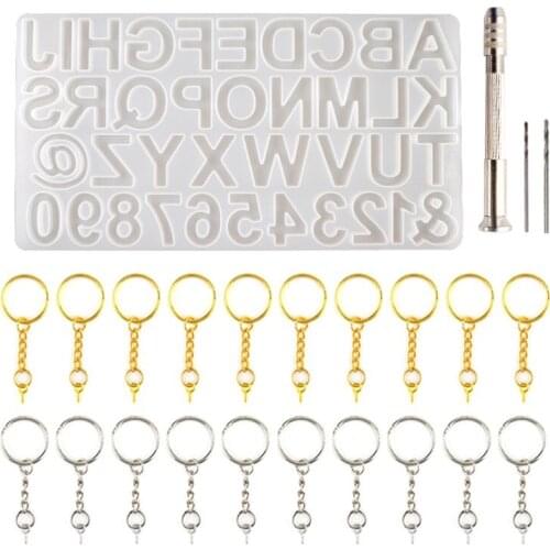 Alphabet Silicone Resin Casting Molds Kit,Epoxy Molds for Making Keychain House Number Pendant Jewelry