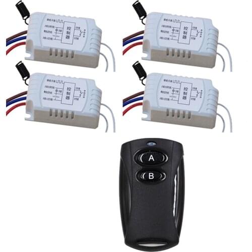 Free Shipping AC220V Wireless Remote Control Switch with Manual Button 4pcs Receiver and Transmitter Smart Home 315MHZ