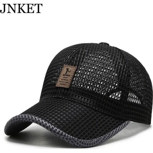 JNKET New Unisex Breathable Baseball Cap Summer Sun Hat Sport Cap Adjustable Snapback Hat Mesh Cap Gorras Baseball Casquette