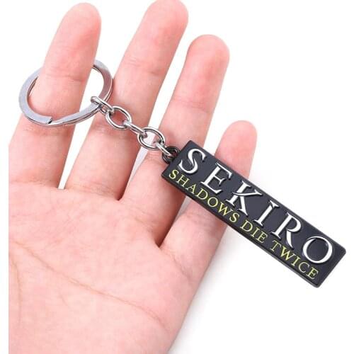 Game Sekiro Shadows Die Twice Keychain Rectangle Letter Logo Metal Keyring Pendant Men Car Women Bag Accessories