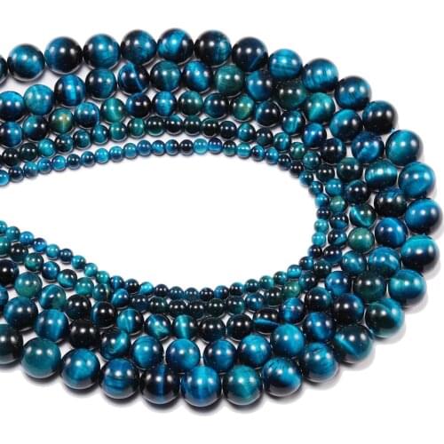 1 strand/lo AAA+ High Quality Blue Tiger Eye Natural Stone Bead 4/6/8/10/12 mm Round Loose Spacer Beads For Jewelry Making DIY