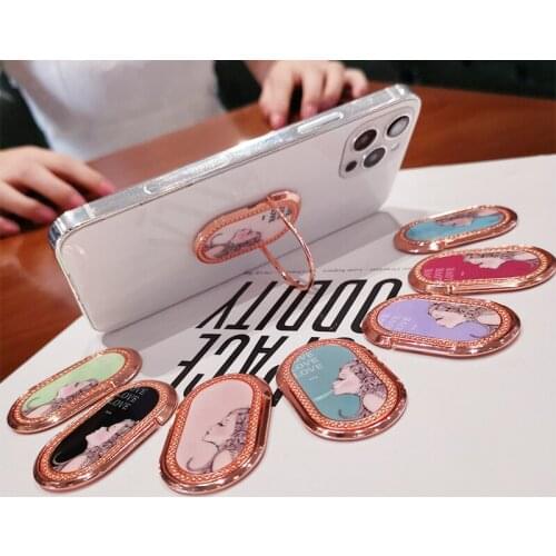 Oval Shape Girl Print Phone Table Holder Grip Finger Ring Cellphone Stand Mount Bracket For iPhone X 8 7 11 12 Pro Redmi Samsung