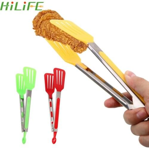 HILIFE Salad Serving BBQ Tongs Non-Stick Kitchen Tongs Stainless Steel Handle Utensil Silicone Pizza Bread Steak Clip