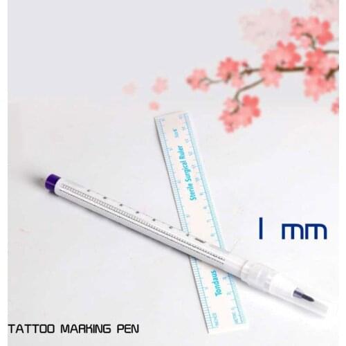 1Pcs Eyebrow Skin Permanent Tattooing Measuring Marker with Ruler Disposable Positioning Point Line Microblading Measure Pen