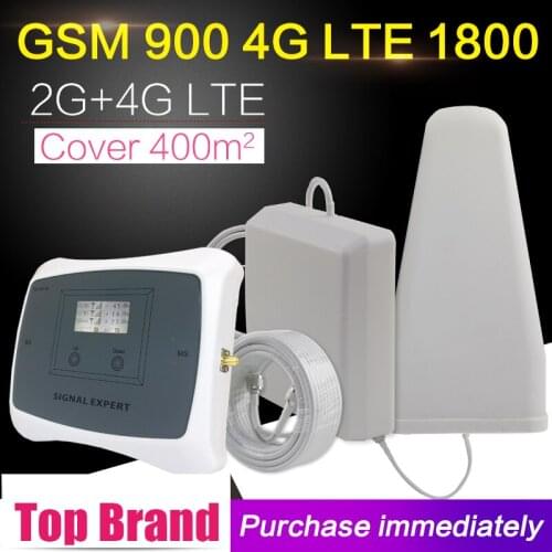 LCD Display GSM 900 DCS 1800 Dual Band Mobile Phone Signal Booster Repeater GSM 4G LTE 1800mhz Amplifier Antenna Set
