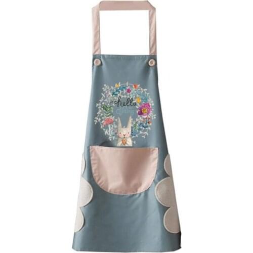 Kitchen Wipeable Waterproof Oil-Proof Cartoon Wreath Rabbit Kitchen Nail Shop Apron for Women Baking Accessories