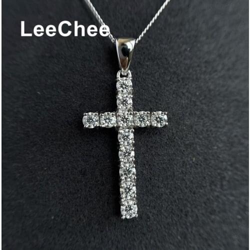Moissanite Pendant 0.1CT 3MM 12 Pieces Lab Diamond Tested Passed Fine Jewelry Cross Design Real 925 Sterling Silver Necklace