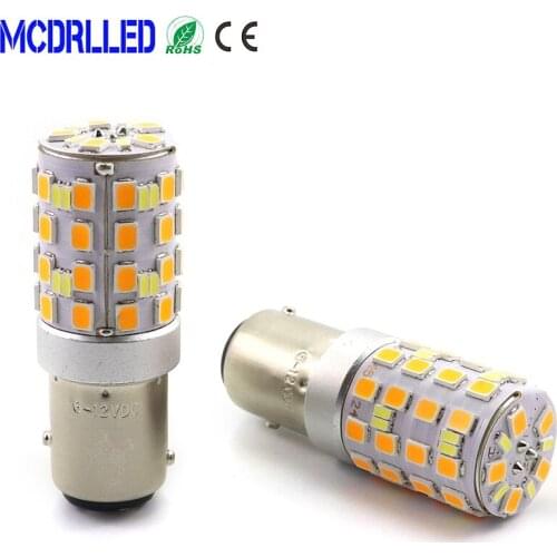 Mcdrlled 2PCS Dual Color P21/5W 1157 BAY15D Car Led Light Boat Semaphore Signal Lamp Bulbs 6-12V White Yellow