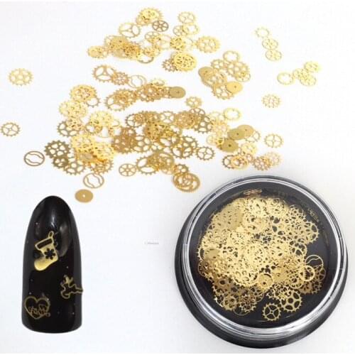 1 box nail Metal gear sticker nail art decorations sticke Manicure for nail design pattern 3d sticker