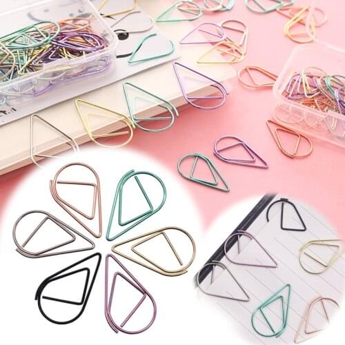 Metal Material Drop Shape Paper Clips Gold Silver Color Kawaii Cute Bookmark Clip Office School Stationery Drop bookmark 500 Pcs