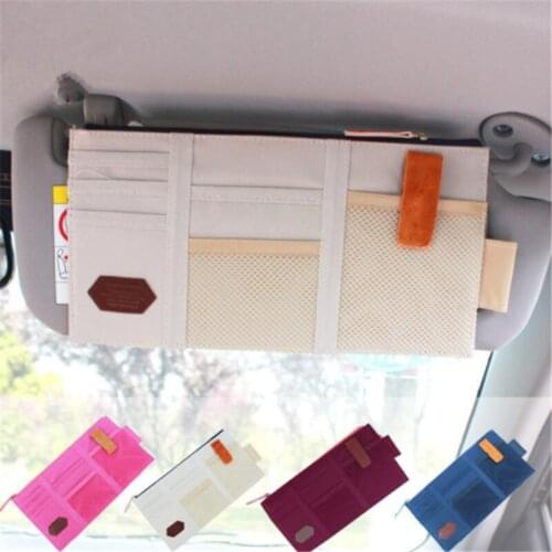 Multifunction Car Sun Visor Storage Bag Glasses Ticket Phone Organizer Holder Pocket Auto Styling Fit Most Vehicles