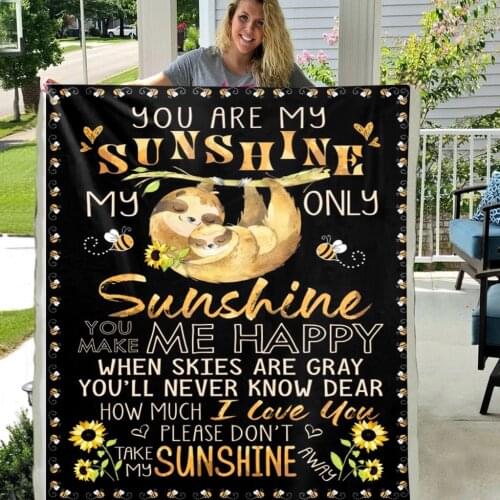 Sloths Painting You Are My Sunshine Soft Throw Premium Plush Sherpa Fleece Blanket