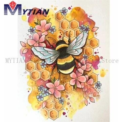 MYTIAN 5D DIY Diamond Painting Art Kit Mosaic Bumblebees Paint Wall Sticker HonerComb,Bees,Beehive,Diamond Embroidery Decoration