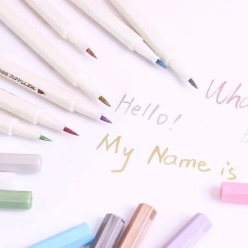 10pcs Set Pearlescent Metal Marker Pen Color Paint Pen Photo Pen DIY Photo Album Jam Graffiti Pen Color Soft Pen Student Supplie